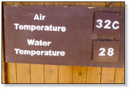 Temperaturinfo - die Wassertemperatur bezieht sich allerdings auf den Pool!